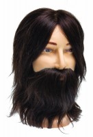 Голова-манекен тренировочная с усами и бородой, «шатен», натуральные волосы 35см, DEWAL